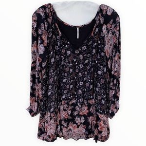 Free People Tunic Dress Long Sleeve Floral Size XS